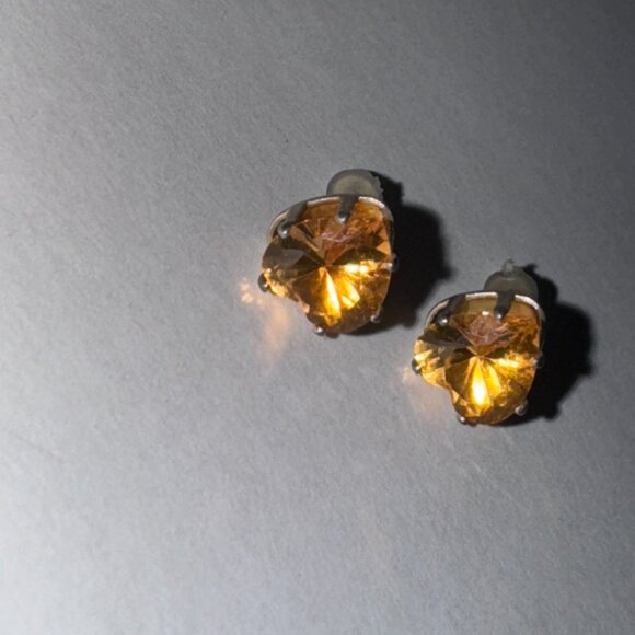 Clear 8.47mm Sterling Silver Heart Post Earrings - Picture 12 of 16